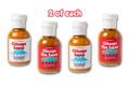 Four small bottles of hot sauce arranged in a row on a white background, with the text '2 of each' above them. Two bottles are labeled Chicago Sauce and two are labeled Chicago Fire Sauce.