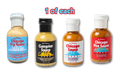 four bottles of the chicago sauce line, one flavor of each 